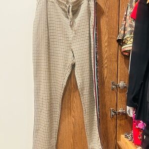 Mauve Anthropologie Beige Plaid Drawstring Pants